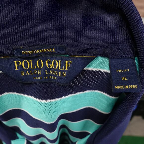 POLO GOLF RALPH LAUREN PERFORMANCE STRIPED POLYCOTTON POLO SHIRT MENS XL PROFIT - Picture 6 of 7